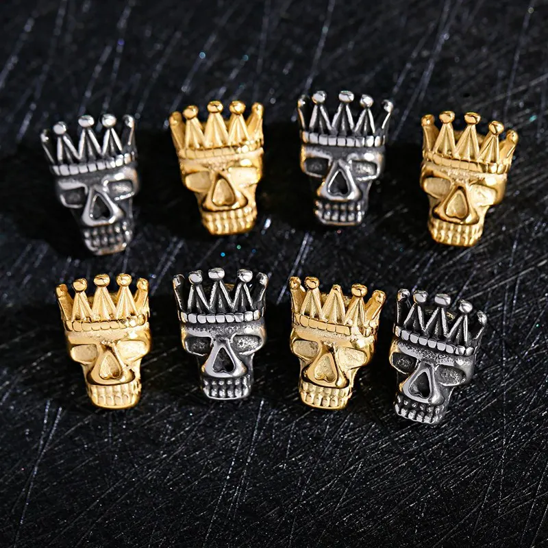 DOUVEI Perles à la mode pour hommes et femmes, idéal pour Bracelet, motif de crâne, de reine bricolage couronne, DIY, bijoux, connexion, cadeau