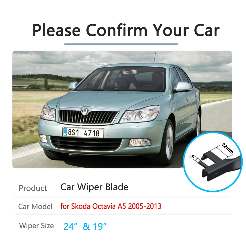 Car Wiper Blade for Skoda Octavia 2 A5 MK2 1Z 2005~2013 Windshield Wipers Car Accessories 2006 2007 2008 2009 2010 2011 2012