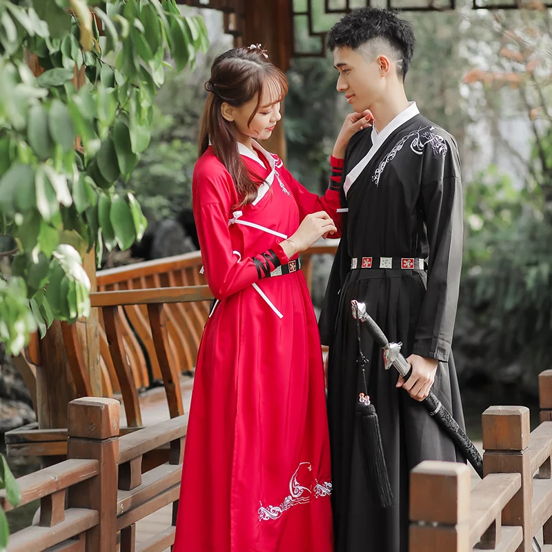 Chinese Dress Ancient Black Korean Hanfu Robe Dresses China Style Folk Dance Cosplay Kimono Embroidery Traditional Men Costumes