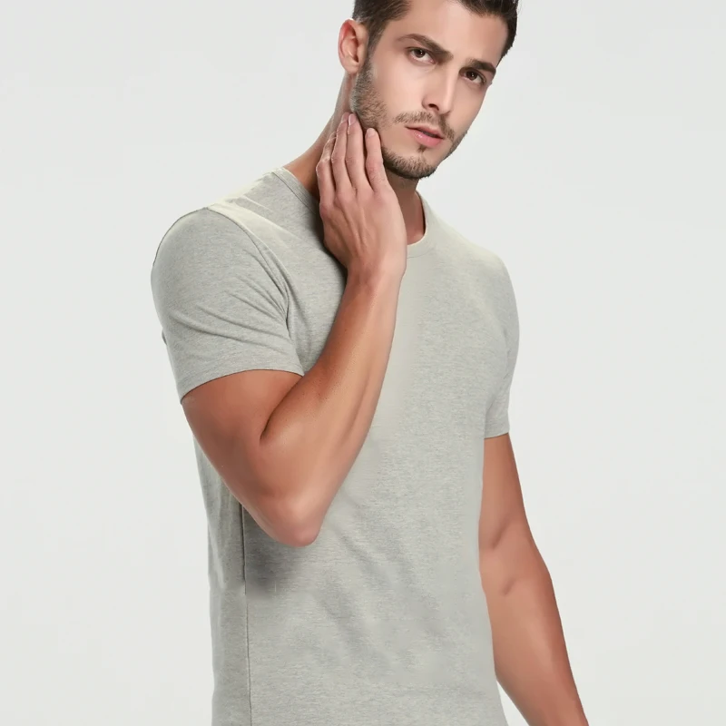 Summer Cotton Men Basic Shirt Underwear Short Sleeve Tank Top Muscle Undershirts O-Neck Gym Fitness Elastic T-Shirt Mens Singlet