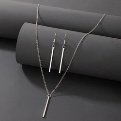 docona Elegant Gold Stick Jewelry Sets for Women Pendant Necklace Drop Earring Simlpe Adjustable Geometry Wedding Jewelry 19752