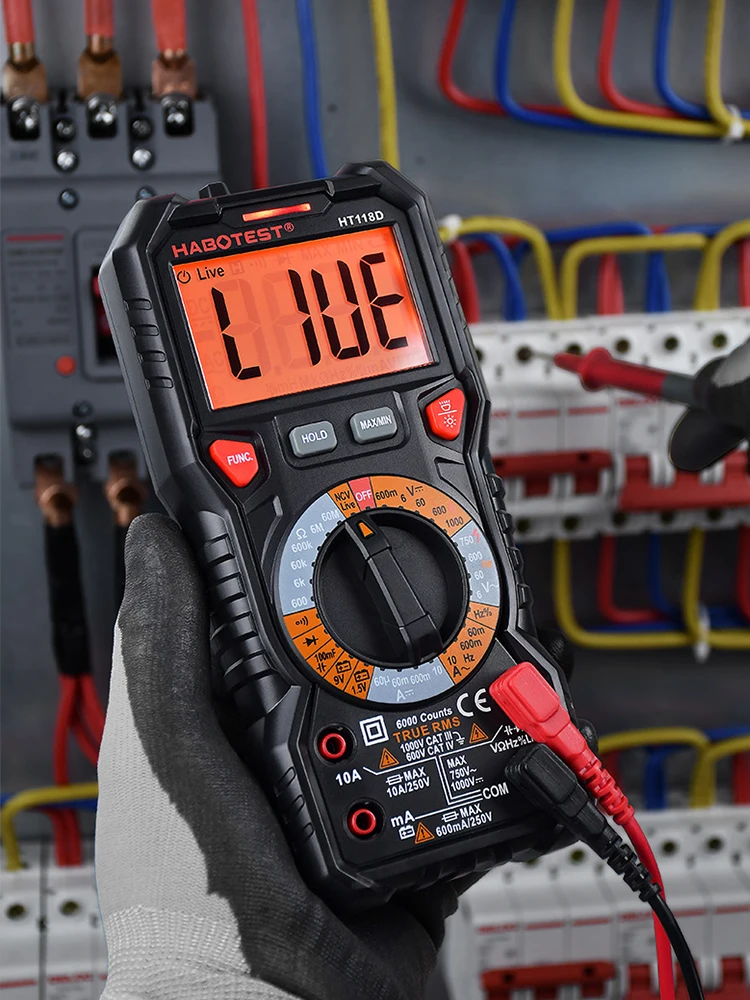 HABOTEST HT118D True RMS Manual Range Professional 6000 counts Digital Multimetro Ohm Hz Capacitance Hz Voltmeter Multitesters