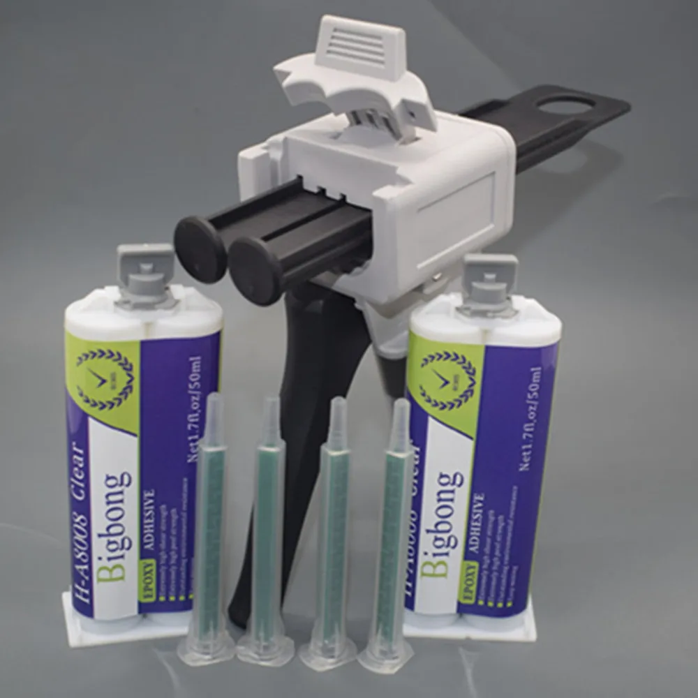 2 Stück 1:1 50 ml transparenter/klarer Epoxid-Kleber und 1:1 50 ml Dosierspistolen-Klebepistolen-Applikator und 4 Stück Mischdüsen – Detail 8