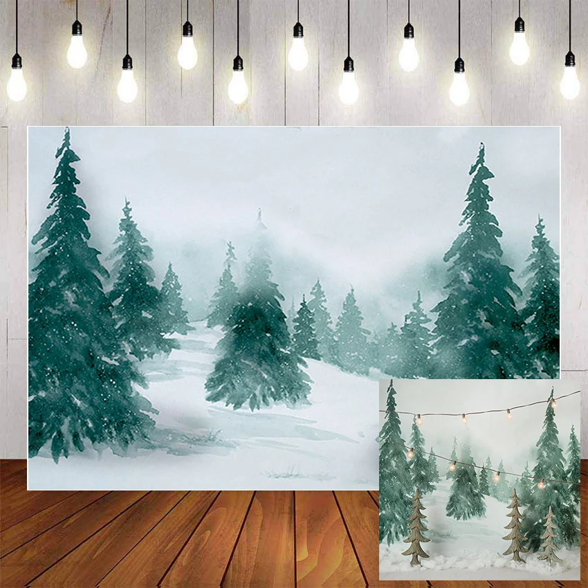 Mehofond Christmas Photography Background Winter Snow Forest Pine Trees Backdrop Photophone Photo Studio