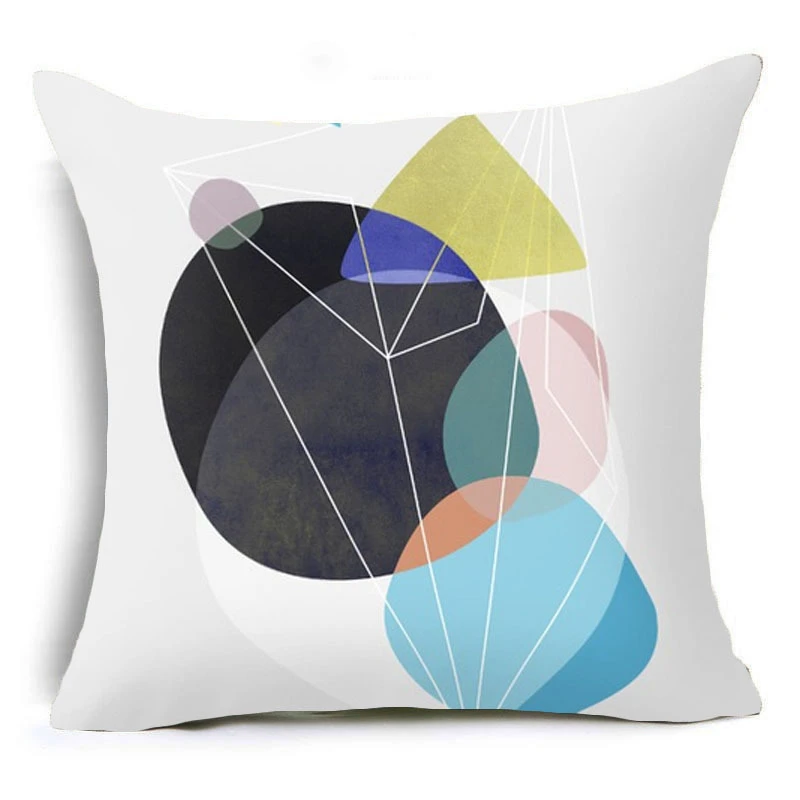 Blue Geometric Pillow Case 45*45CM Cushion Cover Polyester Cushions for Sofa/Car Throw Pillow Covers Home Decor Throw Pillows