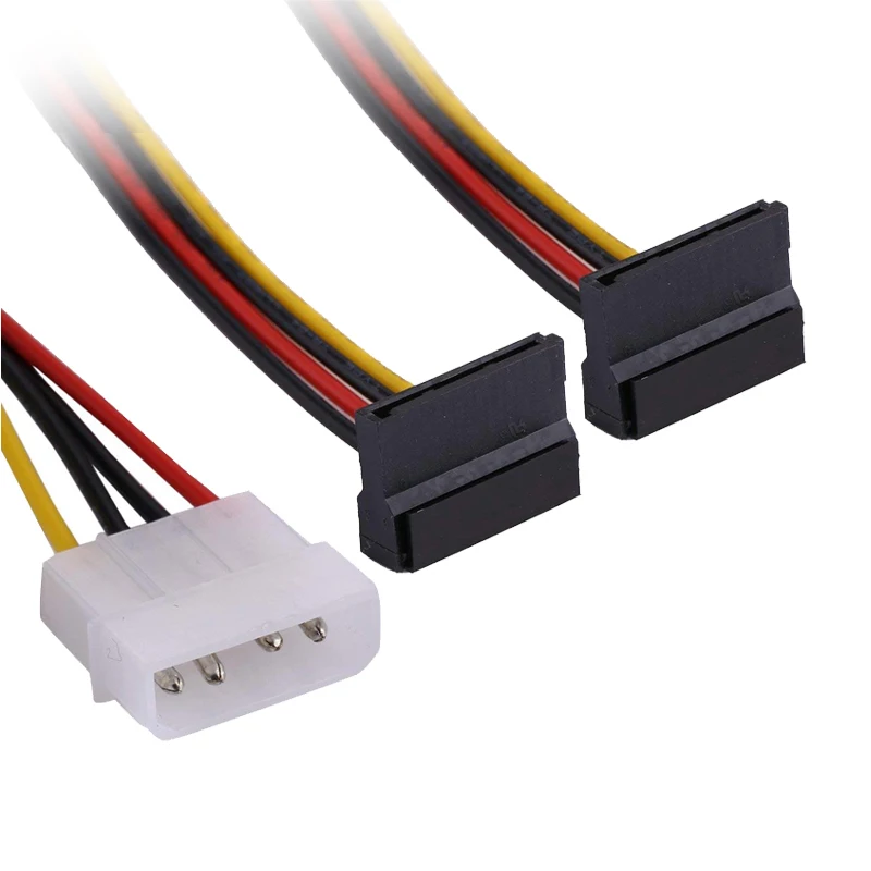 Molex SATA Adapter Power Cable,Molex 4pin 2 SATA Power Connector Splitter,IDE 4 pin Spliter SATA 90 Degree for Hard Drive SSD