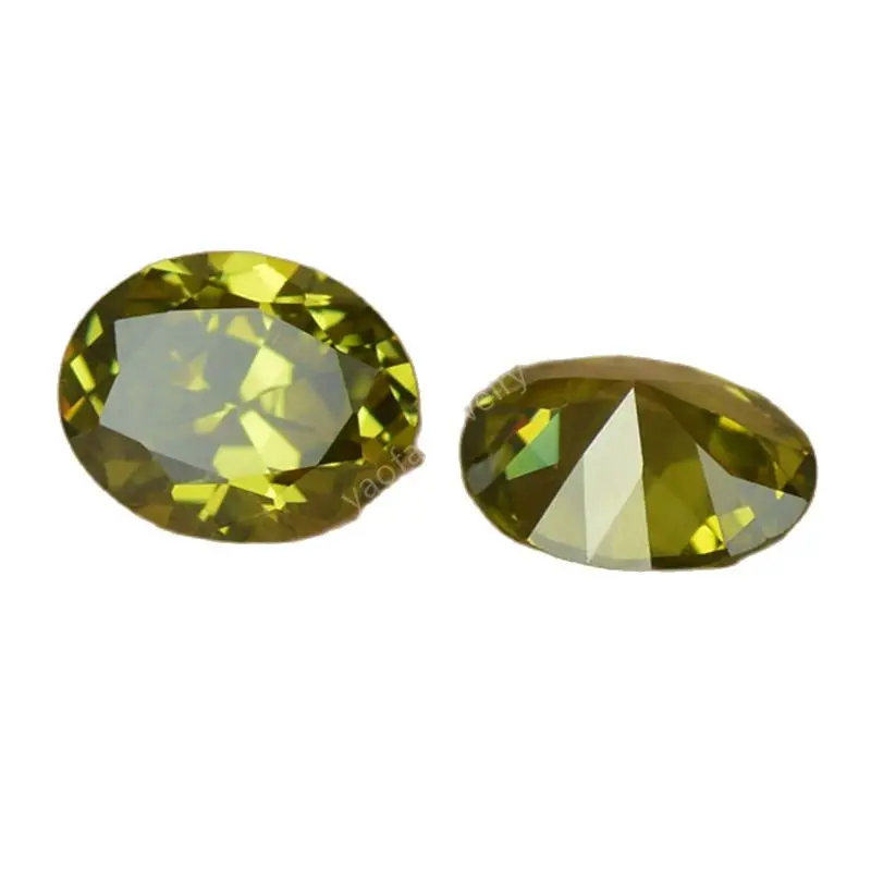 Wholesale 2*3~13*18mm Deep Olive Green Color Lab Grown CZ Gems Oval Shape Cut Cubic Zirconia Peridot Loose Stone For Jewelry