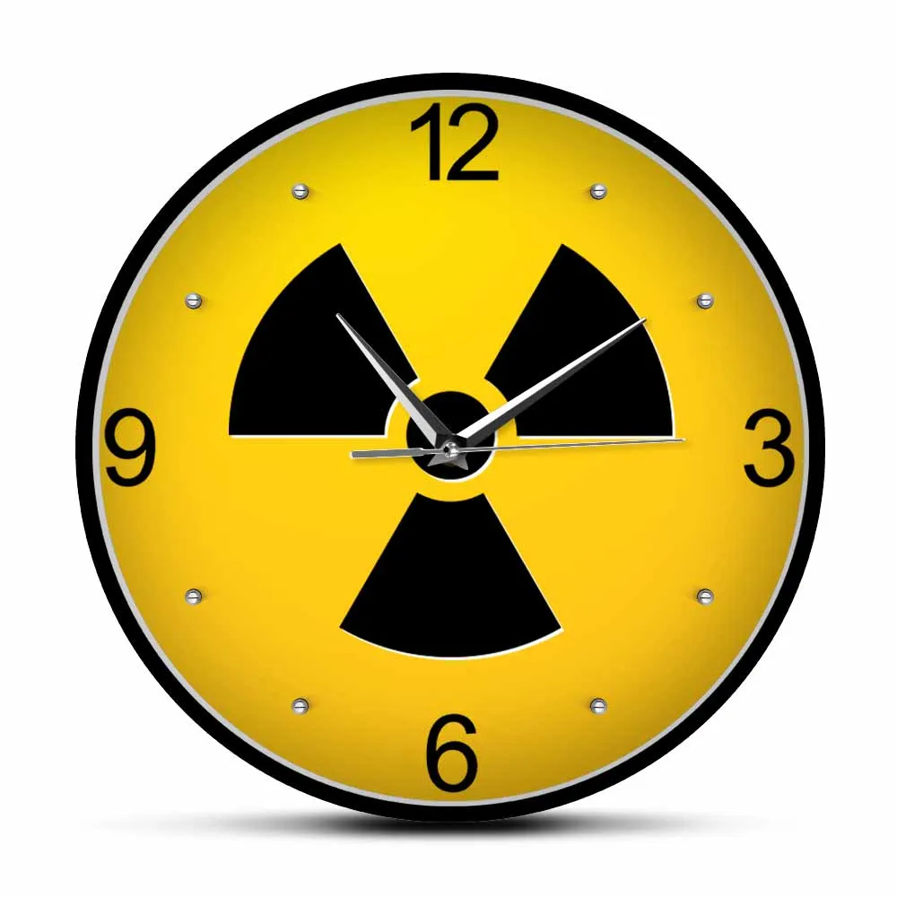 

Radiation Sign Silent Quartz Wall Clock Radiation Danger Logo Artwork Hanging Watch Nuclear Atomic Symbol Clock X-Ray Tech Gift