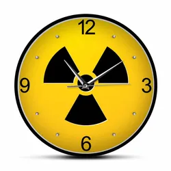 Radiation Sign Silent Quartz Wall Clock Radiation Danger Logo Artwork Hanging Watch Nuclear Atomic Symbol Clock X-Ray Tech Gift