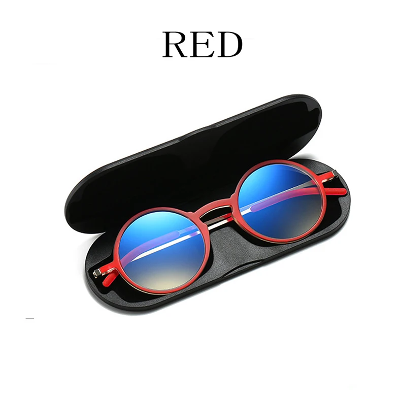 Mai Blume Anti-blau Lesebrille Dünne Protable Presbyopie Brillen Mit Fall Runde Brille Rahmen Für Männer Leser + 1,5 + 2 – Detail 15