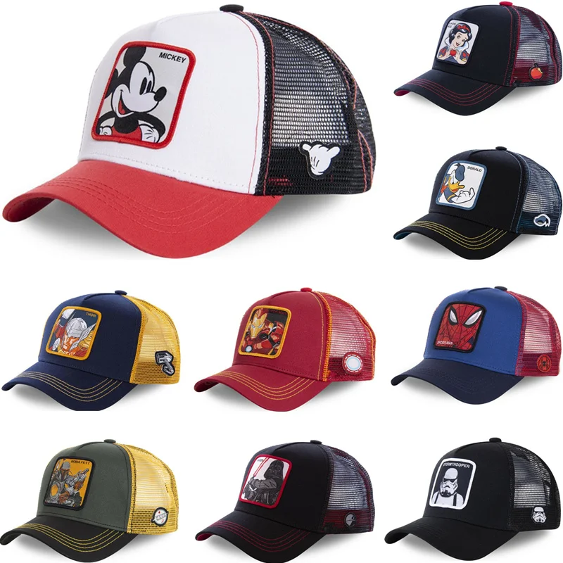 High Quality Disney Brand Anime Cartoon Snapback Cotton Baseball Cap Men Women Hip Hop Dad Mesh Hat Trucker Hat Dropshipping