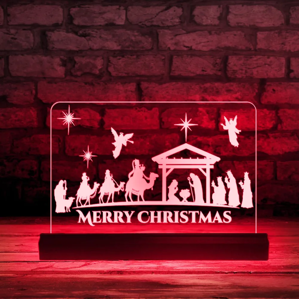 Merry Christmas LED Desktop Lamp Remote Contol Lighting Holidays Home Decor Nativity Scene Of Baby Jesus Christ LED Table Lamp