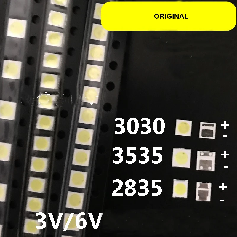 100pc/lot NEW SMD LED 3030/3535/2835 3V 6V Cold White 1W For TV/LCD Backlight  led diode