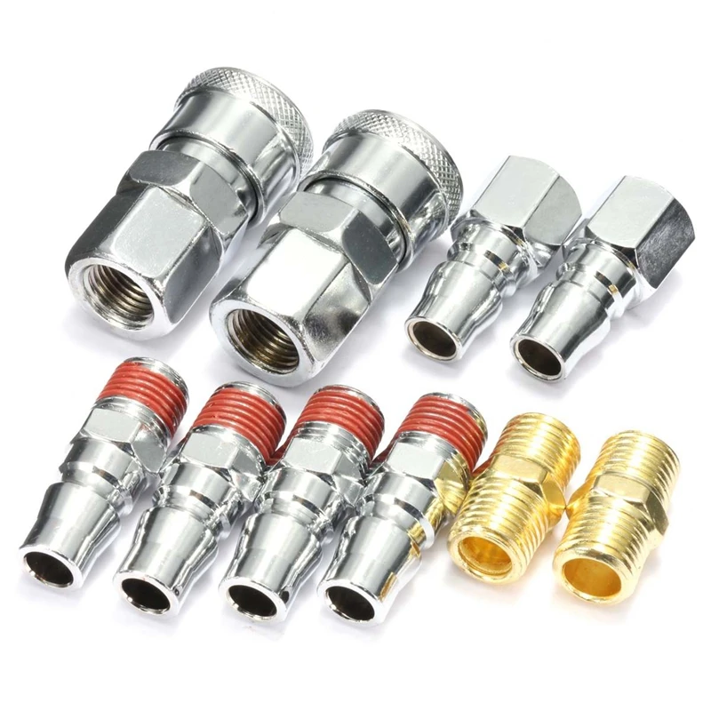 

10Pcs 1/4 inch BSP Air Line Hose Compressor Fitting Connector Coupler Quick Release Pneumatic Parts for Air Tools Hardware Retai