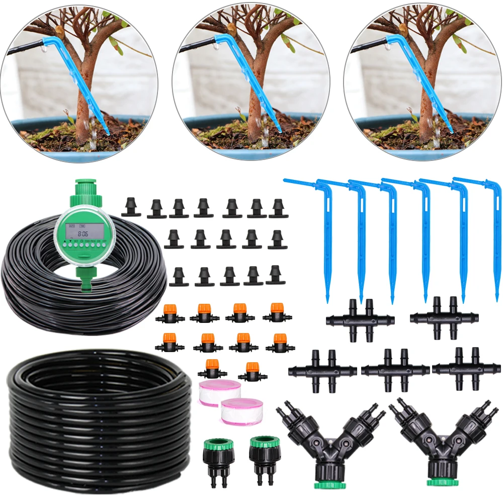 

2 Way 4 Way Garden Drip Irrigation System Set Blue Drip Elbow Transmitter 3/5 And 4/7 mm Hose for Agricultural Potted Watering