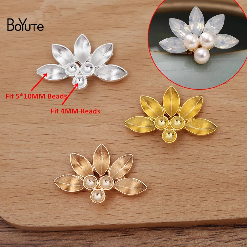 BoYuTe (20 Pieces/Lot) 22*31MM Metal Alloy Flower Base Factory Supply Handmade DIY Jewelry Accessories Wholesale