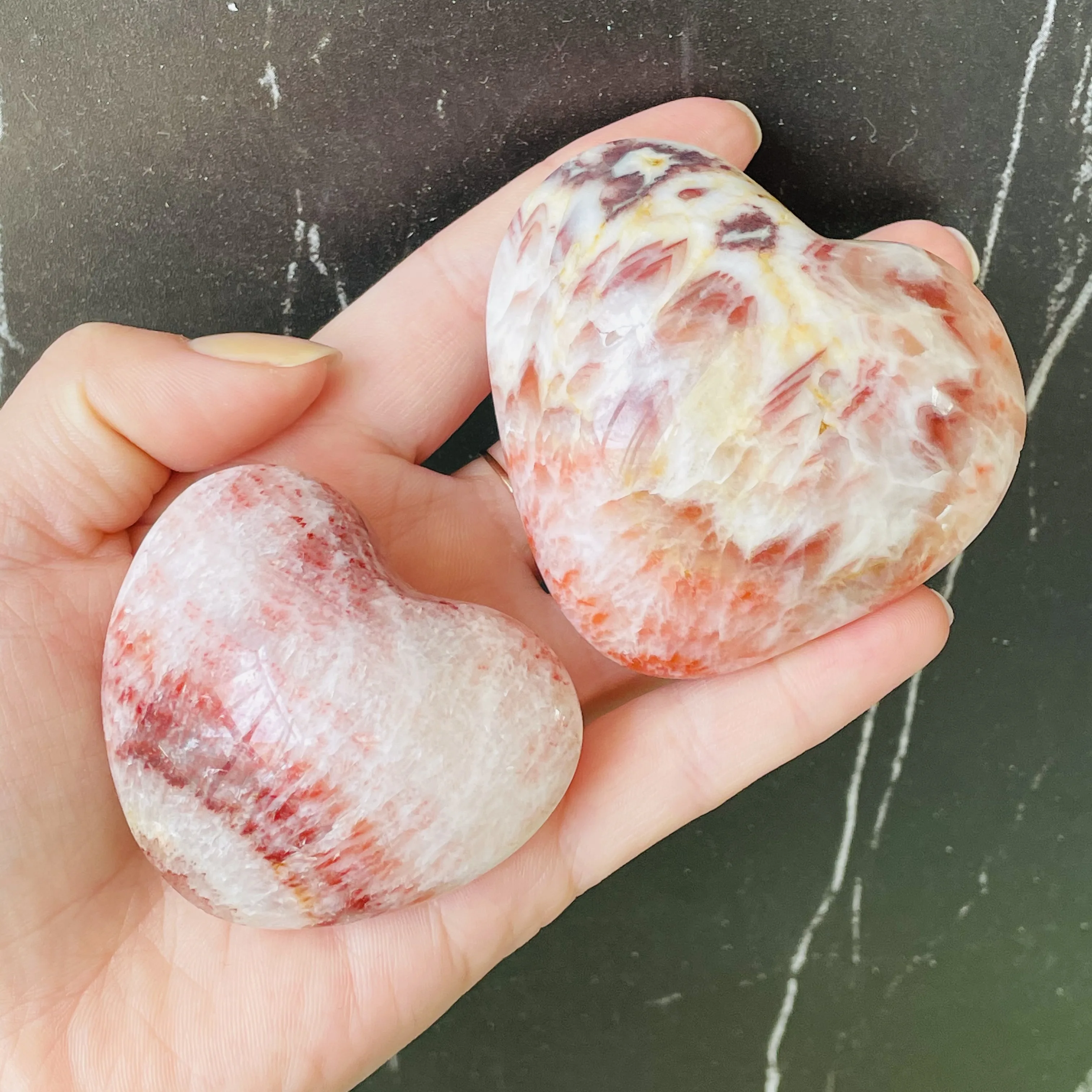 Natural Rhodochrosite Quartz heart Healing Pork Stone Crystal Treatment Crystal Decor