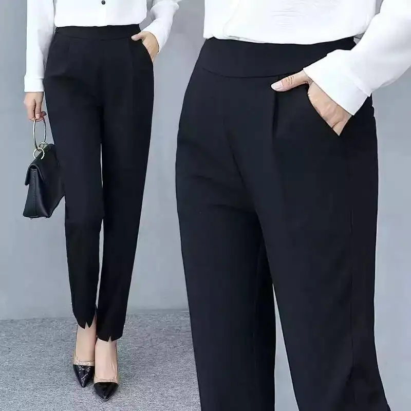 2021ฤดูใบไม้ผลิและฤดูใบไม้ร่วงใหม่แฟชั่นเอวสูง Slim Casual กางเกงผู้หญิง