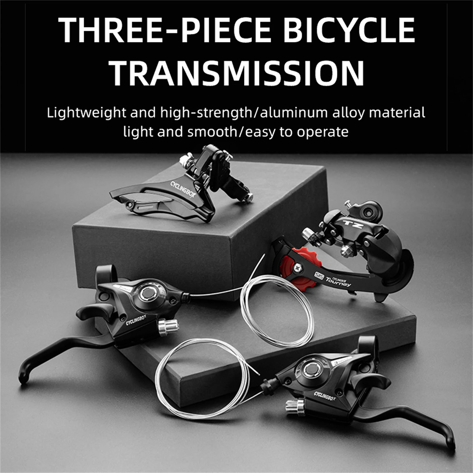 Bicycle Derailleur Transmission Set With Shift Cable Bike Part One-Piece MTB Bike Front Rear Shifter Levers Brake Practical