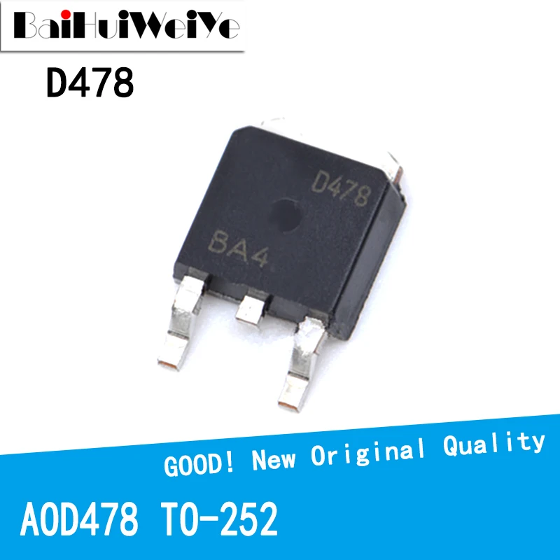 10PCS/LOT AOD478 D478 478 OD478 AOD478A 11A 100V TO-252 TO252 MOS FET New and Original IC Chipset MOSFET-N