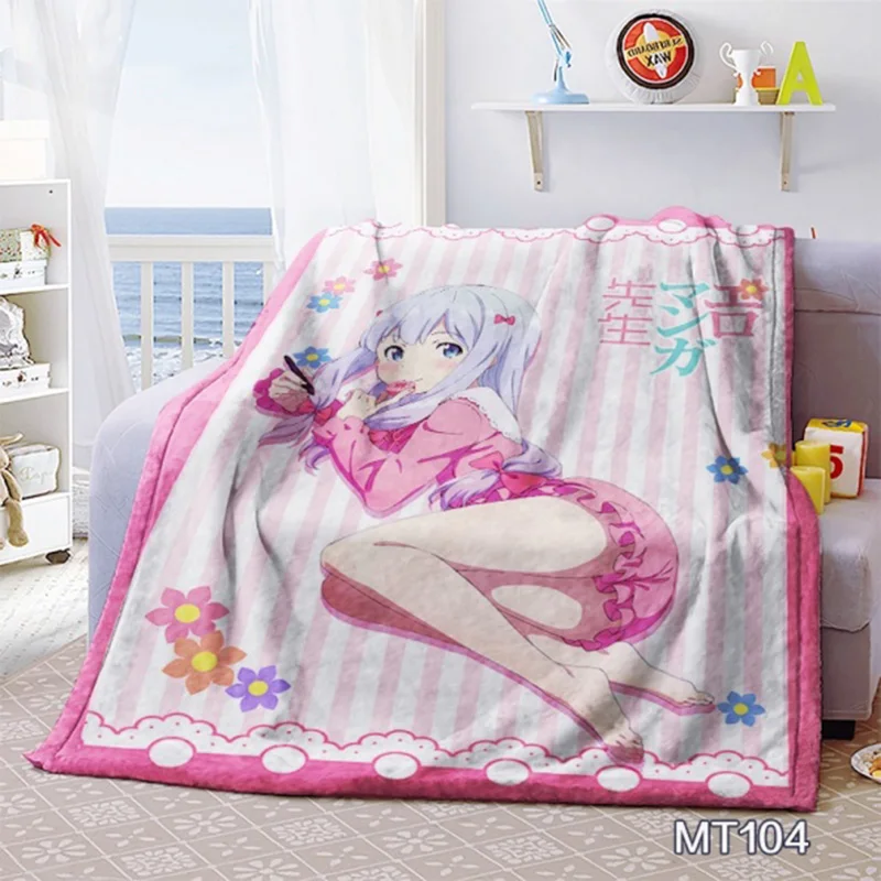 

Anime Soft Flannel Plush Throw Blanket Sofa Bed Blankets Summer Kawaii Eromanga Sensei Izumi Sagiri Blanket Dropshipping Custom
