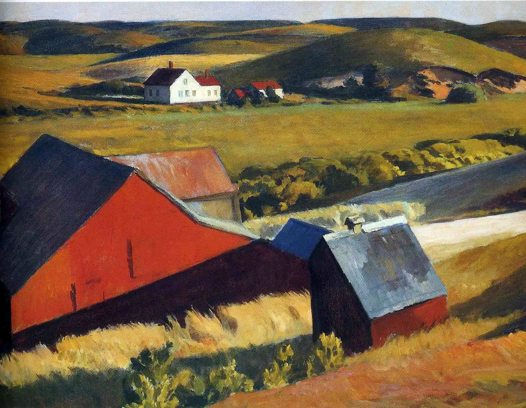 100% handmade Oil Painting reproduction on linen canvas,Cobbs Barns and Distant Houses by Edward Hopper,High Quality