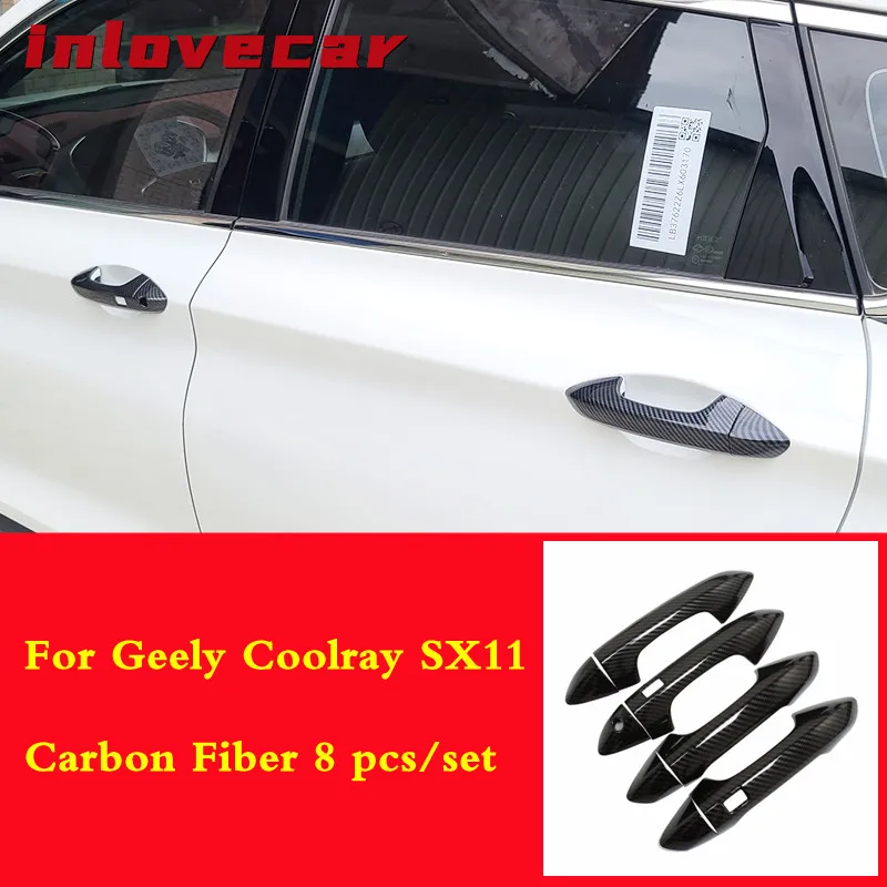 For Geely Coolray sx11 2018-2020 exterior handle frame trim Car door handle bowl Carbon styling cover decoration accessories