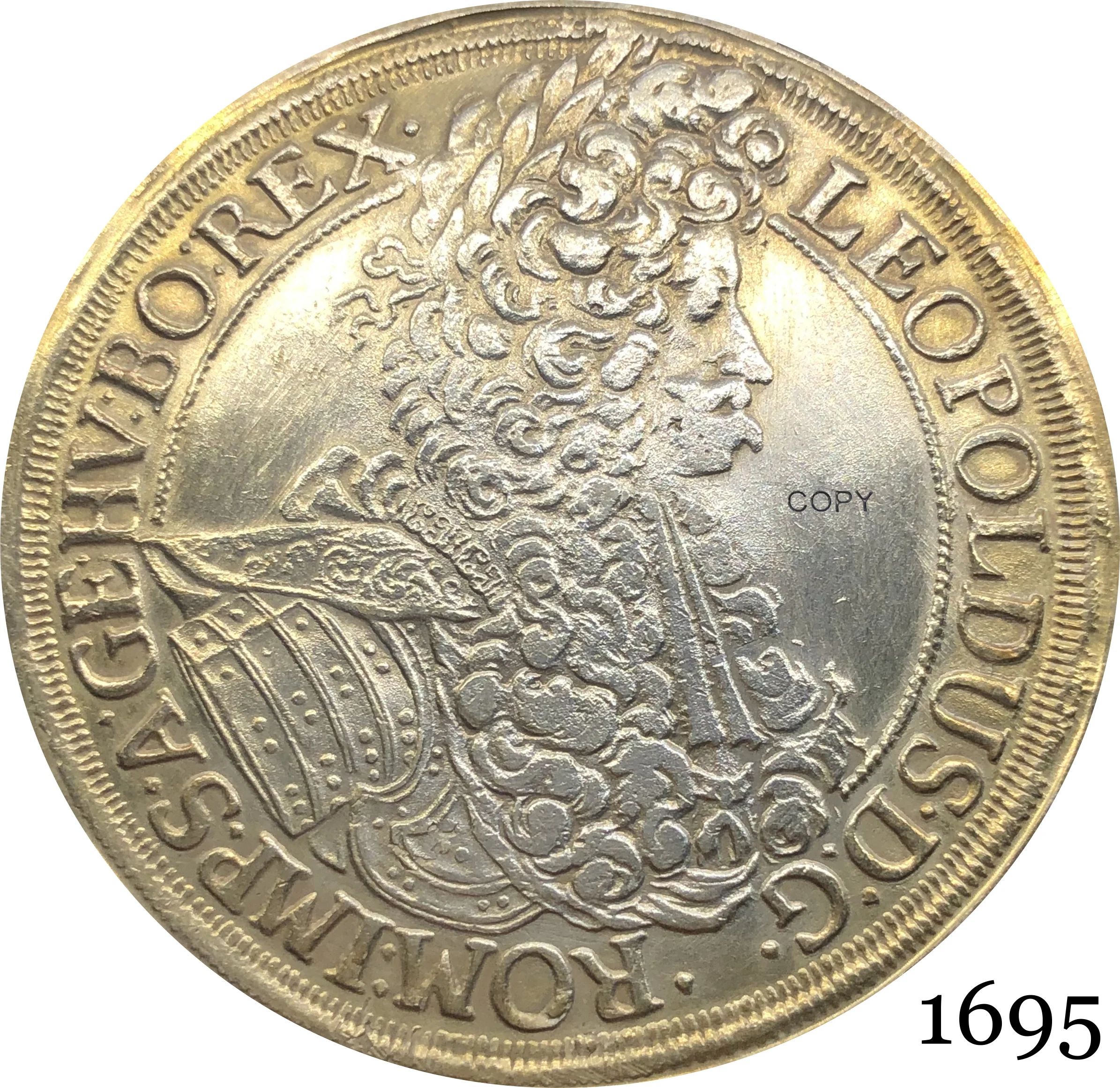 Austriaco habburg 1 Thaler Leopold I Vienna 1695 latón plateado copia de monedas de plata