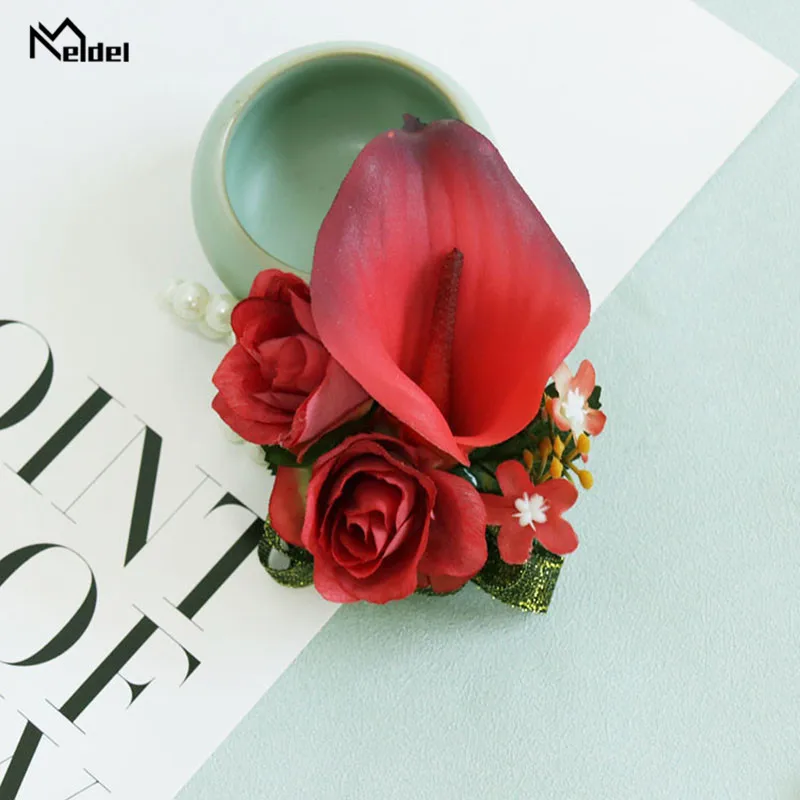 Meldel Nhân Tạo Hoa Xòe Cưới Boutonniere Hoa Giả Áo Khoác Nữ Họa Tiết Vòng Tay Phù Dâu Hôn Nhân Vũ Hội Đảng Phụ Kiện