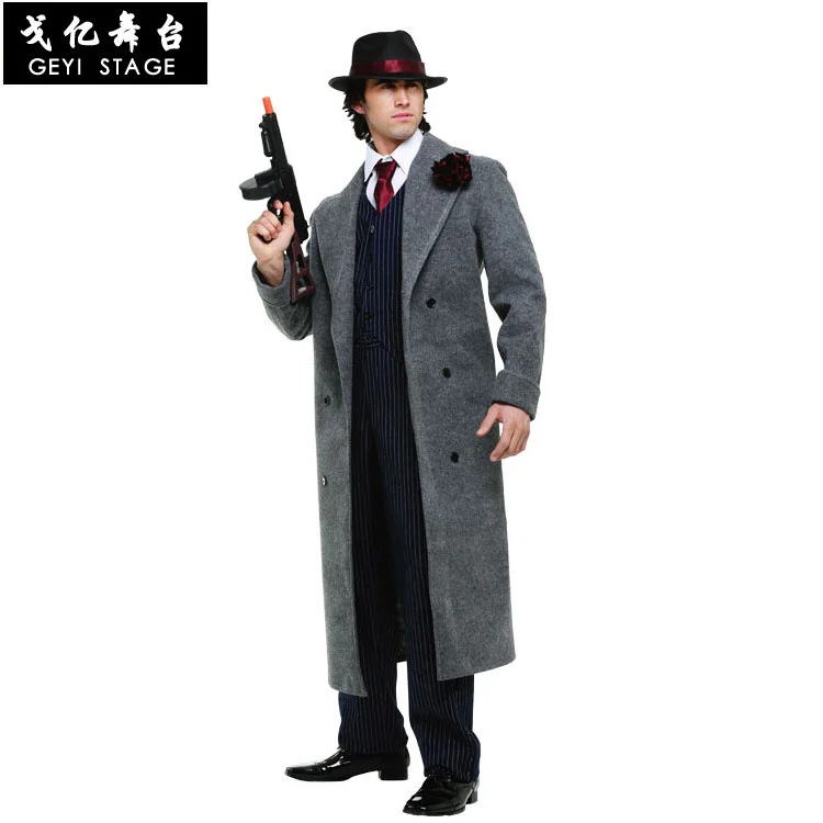 

COS adult man mafia costume halloween performance service classic gangster cold-blooded killer detective costume