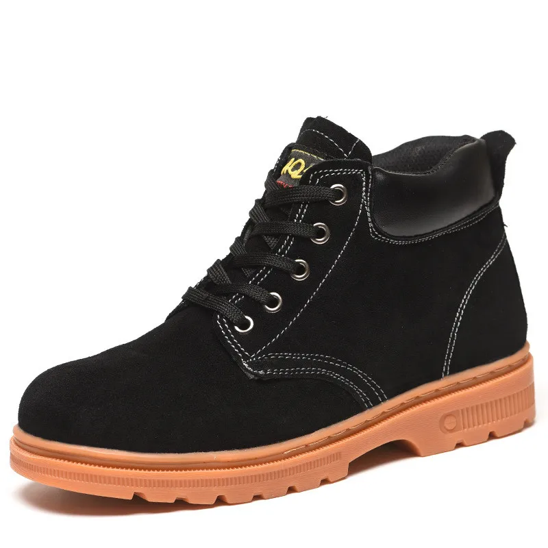 men fashion steel toe caps working safety boots cow suede leather platform security shoes worker safe boot ankle botas protect