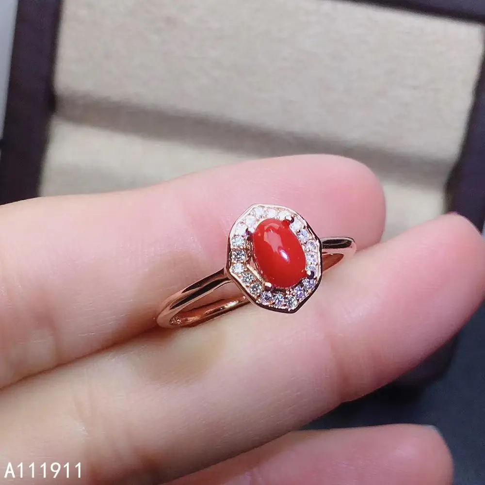 

KJJEAXCMY fine jewelry 925 sterling silver inlaid Natural red coral Ring Women's Fine Ring classic Support detection luxurious