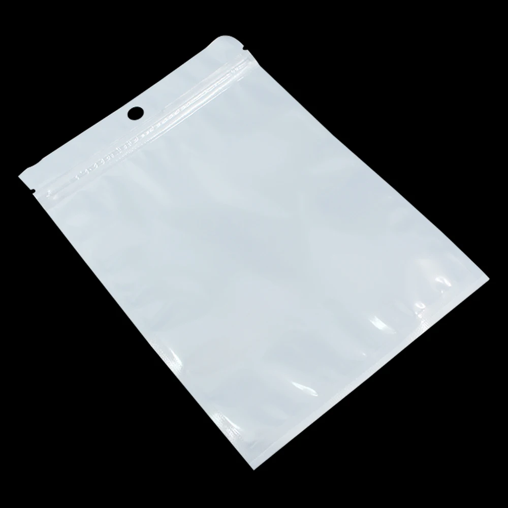 100Pcs White / Clear Self Seal Zipper Plastic Retail Packaging Packing Bag Ziplock Zip Lock Storage Bag Package With Hang Hole