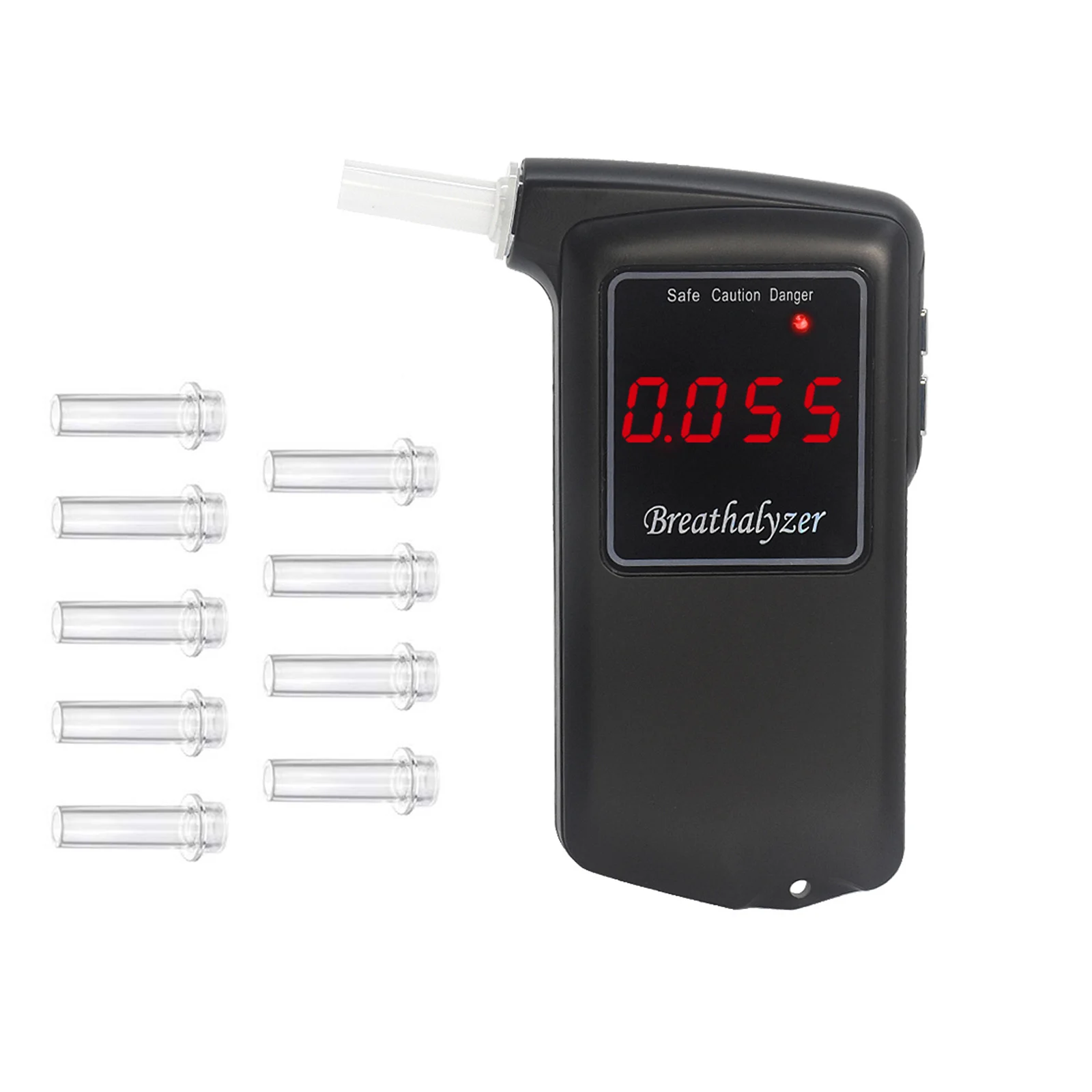 Breathalyzer Digital Breath Alcohol Tester with 10pcs Transparent Mouthpieces Alcohol Tester Meter Analyzer Detector AT-858