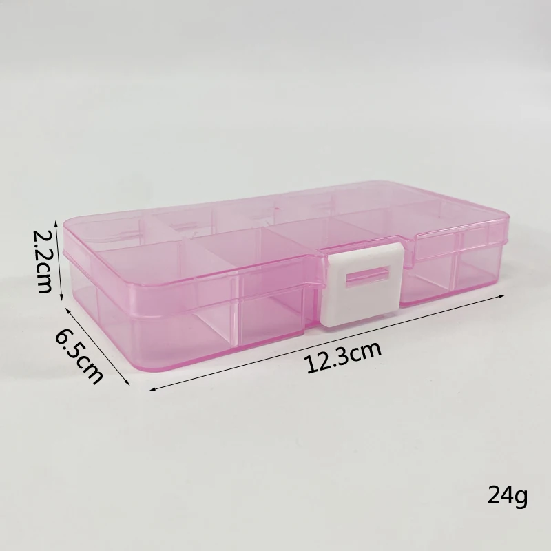 Caja de almacenamiento de plástico con 10 ranuras, contenedor con compartimentos ajustables para abalorios, pendientes, gemelos, anillos, color rosa, azul y naranja, 1 unidad