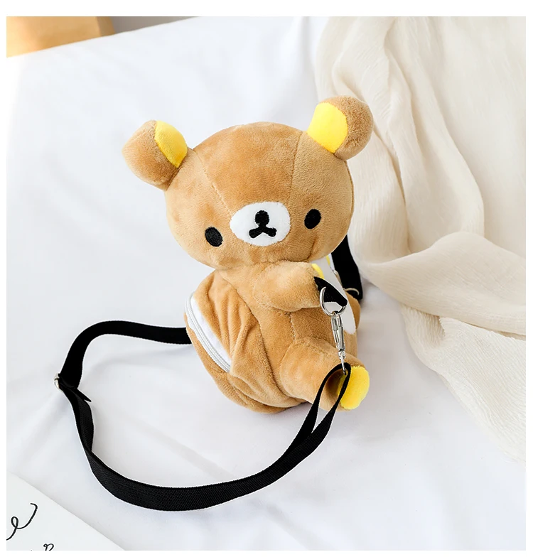 Cute 3D Rilakkuma Bear Shoulder Crossbody Bags for Teenage Girls Kids Plush Bag Children Cartoon Messenger Bag Purse Wallet