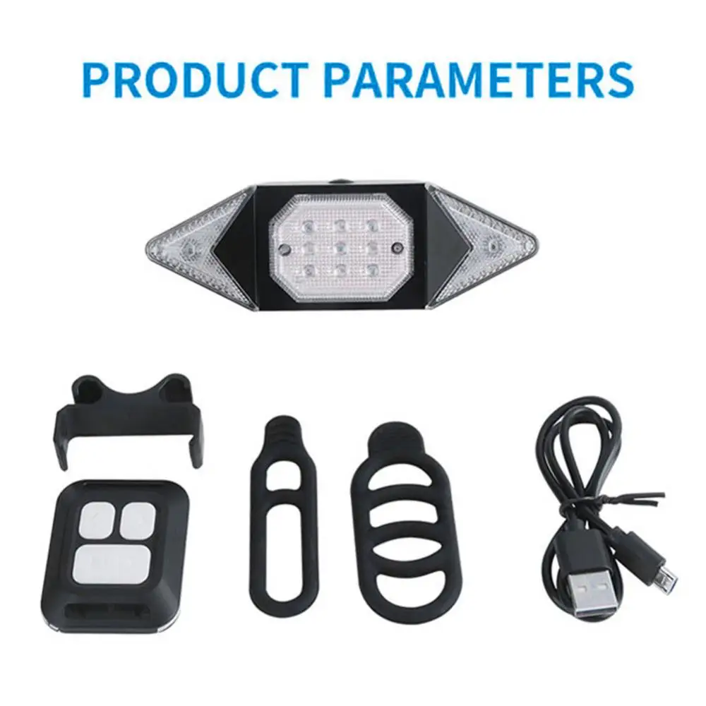 LED USB Rechargeable Turning Signal Cycling Taillight Bicycle Light Remote Control Lamp Bike Left/Right Turn Lights