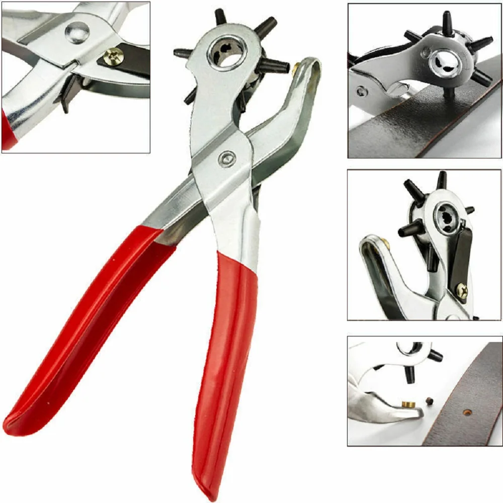 6ขนาด9 "Heavy Duty หนังรู Punch Hand Plier หลุม Revolving เจาะ