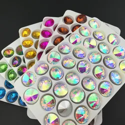 Glass Crystal Rivoli Loose Round Rhinestone Pointback Fancy Stone Beads Jewelry 6mm8mm10mm12mm14mm16mm18mm