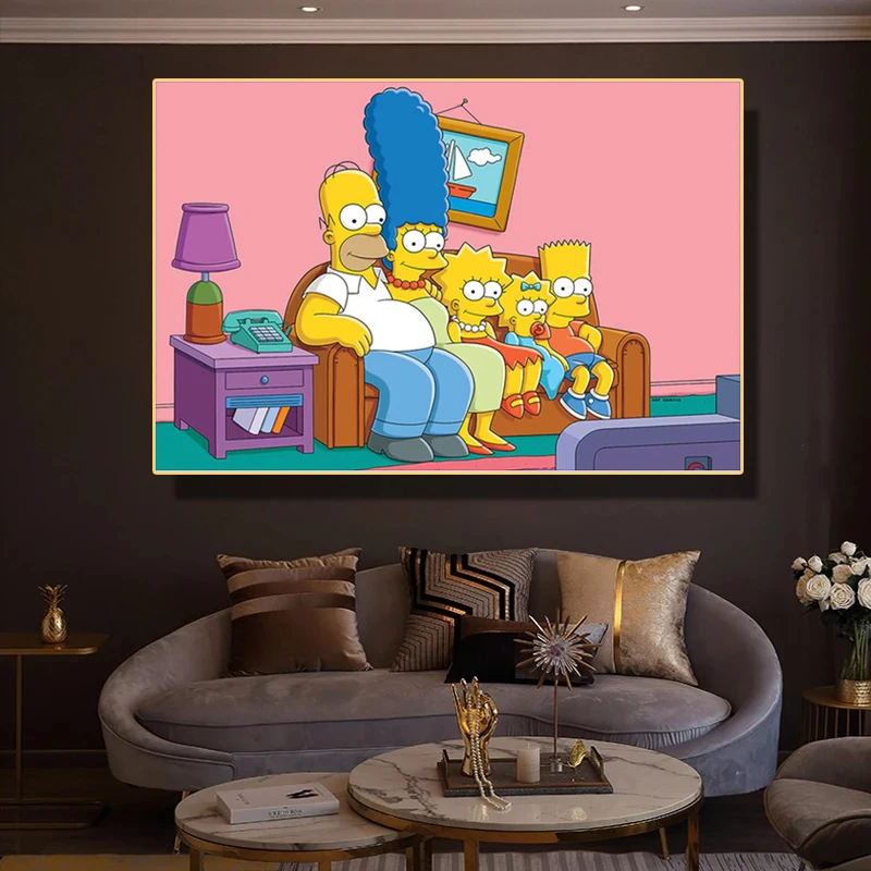 Classic Anime Simpsoning Canvas Painting Wall Art Pictures Cartoon Posters and Prints for Living Kids Bedroom Home Decoration