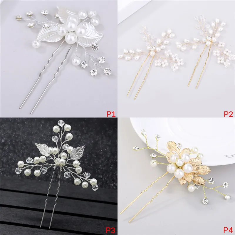 Mutiara Berlian Imitasi Jepit Rambut Pernikahan Rambut Aksesoris Perak Mutiara Jepit Rambut Bunga Bridal Rambut Pin Rambut Ornamen Rambut Stick