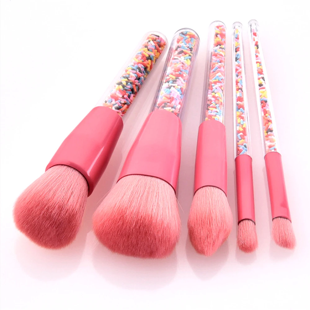 Ensemble de pinceaux de maquillage en cristal, 5 pièces, bonbon licorne, outils de maquillage, poudre de fond de teint, blush, surligneur, brosse de mélange de fard à paupières