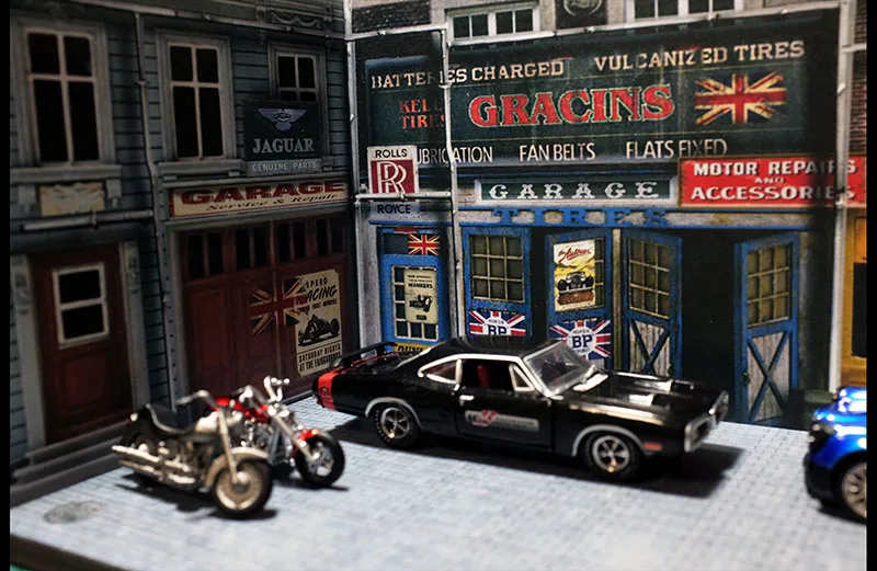 1/64 scale alley street car scene garage background board For car model parking vehicle toys collection display gifts decoration