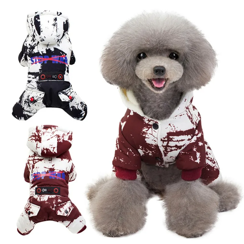 Pet Dog Clothes Winter Warm Puppy Small Medium Dogs Coats Waterproof Hooded Dog Jacket Jumpsuits Chihuahua Yorkie Overalls