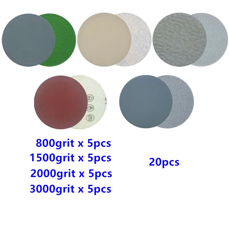 Papel de lija de 3 pulgadas y 75mm, disco seco y húmedo, hojas de arena abrasivas, disco de lijado de piezas, bucle de gancho para herramientas de limpieza y pulido, 50 Grit1000-7000