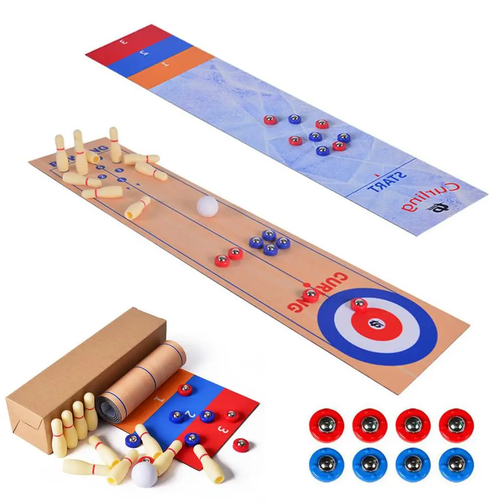 3 In 1 Table Top Games Shuffleboard Bowling Curling Games Toys For Children Christmas Friends Family Party Sports Game Toys