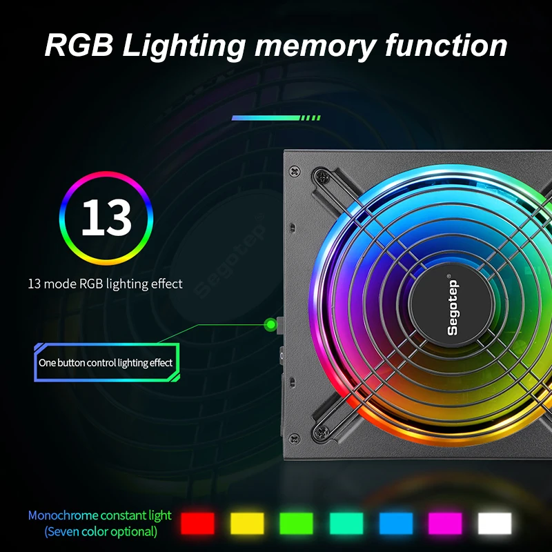 Segotep Voeding 850W Volledig Modulaire 80 Plus Gold Certified Rgb Voeding 140Mm Fan Atx Psu Computer pc Gamer Voeding