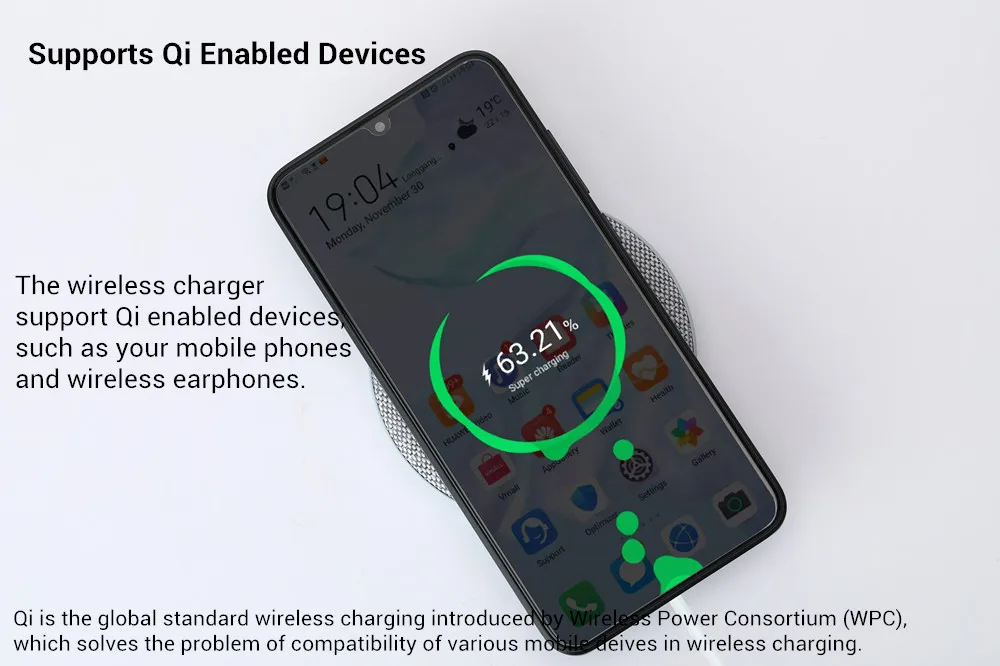 Huawei CP61 Wireless Charger 27W Max Super Charge For Huawei Qi Standard Charge For iPhone