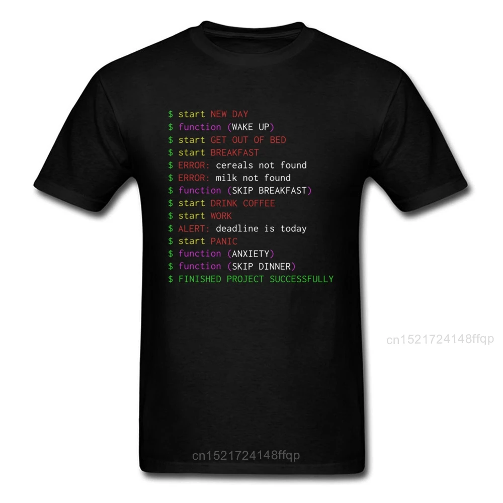 Monday Programmer T-shirt Funny Clothes Geek Chic Men Tops Funny Saying Tshirt Cotton Tees Black T Shirts New Arrival