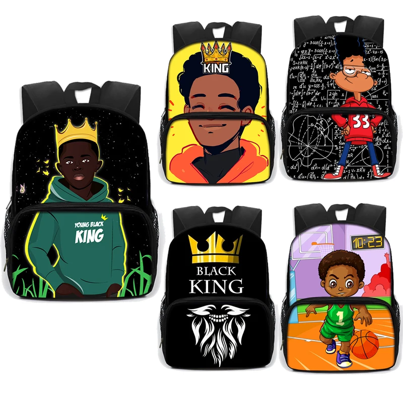 

African Boy Print Backpack Children Kindergarten Backpack Teen School Bag Black Boy Large Capacity Travel Bag Bookbag